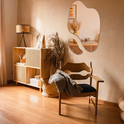 Espejo grande Organic Elegance: conjunto decorativo abstracto futurista de 2 piezas en liquidación