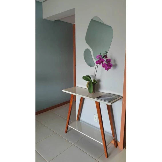 Espejo grande Organic Elegance: conjunto decorativo abstracto futurista de 2 piezas en liquidación