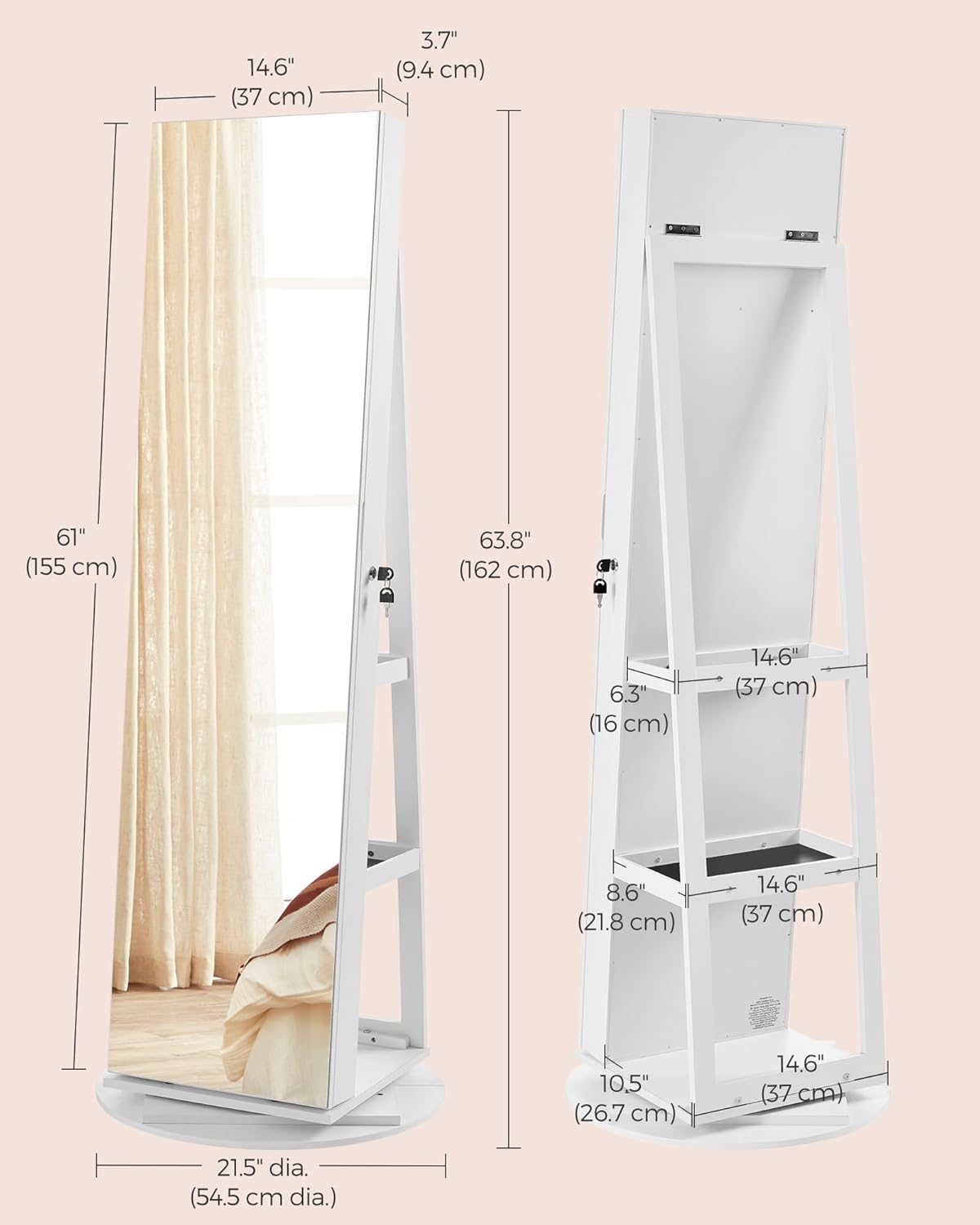 Espejo con estante y joyero - Liquidación