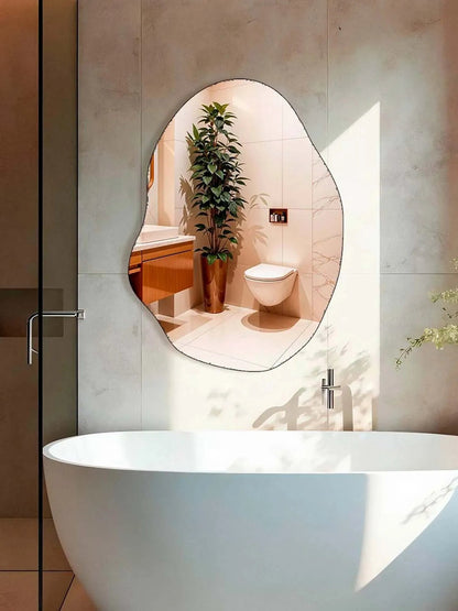 Espejo decorativo grande de cuero orgánico - Rubí - Liquidación