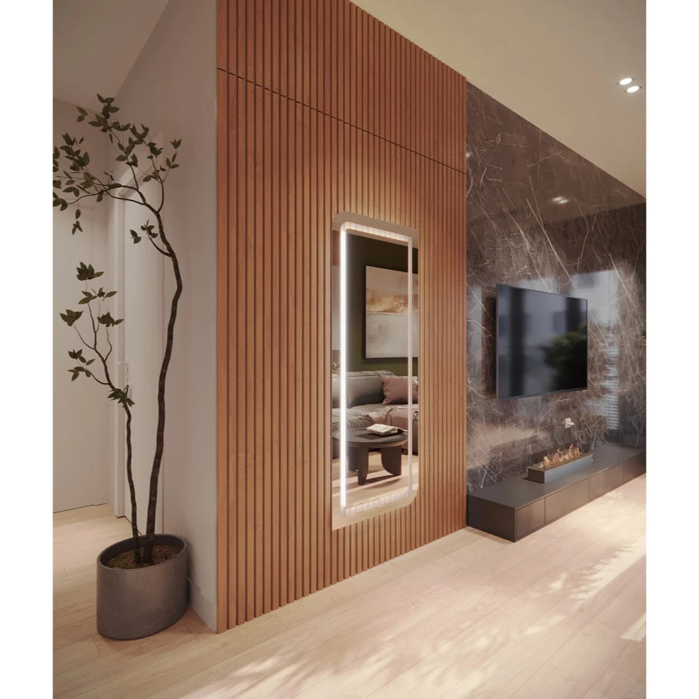 Espejo orgánico EL24 de cuerpo entero (170 x 70 cm) con brillo LED satinado - Oferta especial
