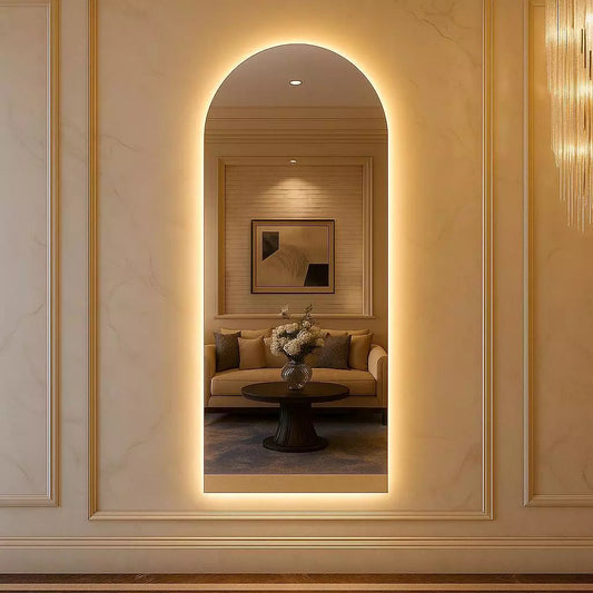 Espejo ovalado Pinterest con base LED recta 150 cm 170 cm en oferta